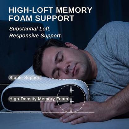 Extra Tall Memory Foam Bed Pillow for Side Sleepers with White Cover - 16x24 Inches