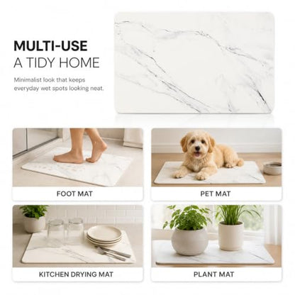Whitemarble Diatomaceous Earth Bath Mat - Fast Drying Stone Bathroom Rug
