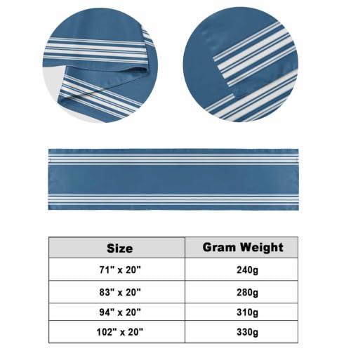 94x20 Inch Blue White Striped Bed Runner for King Bed Decorative Throw