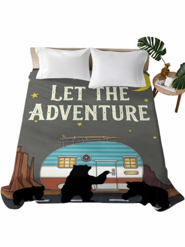 Twin Flat Sheet for Camping RV Bed Bedding Microfiber Starry Sky Moon Design - Gray, Turquoise, Terracotta, Yellow