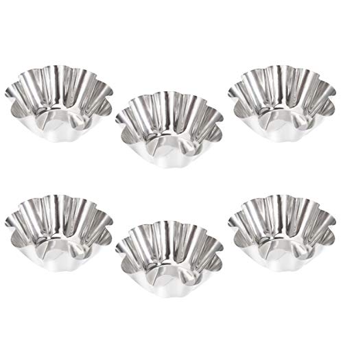 DOITOOL 6pcs Flower Tart Pans Tart Mold Stainless Steel Tart Pans Non-stick Tart Pans Tart Muffin Cup