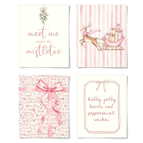 Christmas Wall Art Posters Prints 8x10in Set - Unframed Holiday Decor