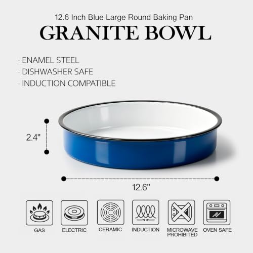 12 Inch Enamel Roasting Pan for Oven, Stovetop & Dishwasher Safe