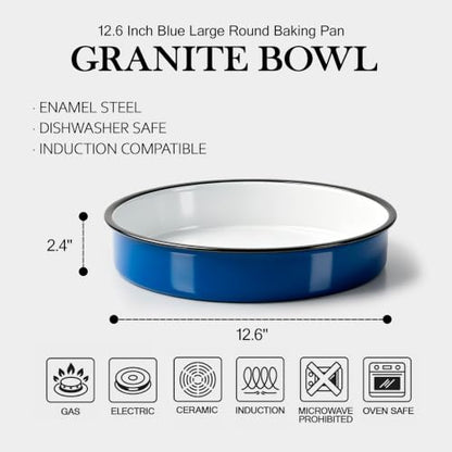 12 Inch Enamel Roasting Pan for Oven, Stovetop & Dishwasher Safe