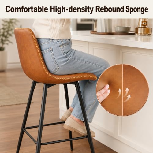 Garvee Counter Height Bar Stools Set of 3 Whiskey Brown 24 Inch