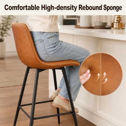 Garvee Counter Height Bar Stools Set of 3 Whiskey Brown 24 Inch