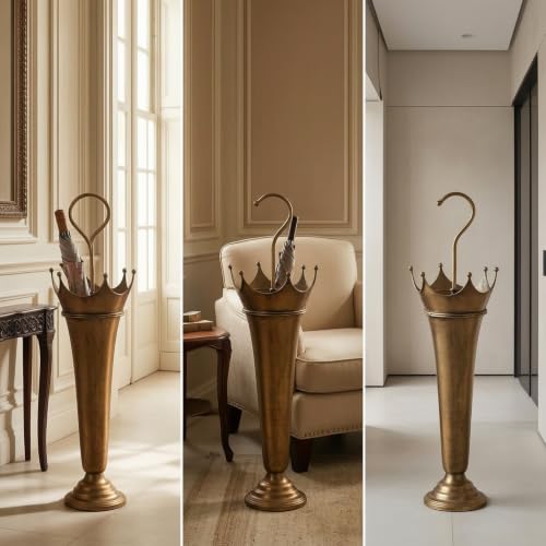 Crown-Shaped Floor Umbrella Stand Holder Rack with Antique Bronze Finish