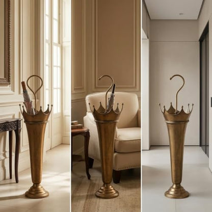 Crown-Shaped Floor Umbrella Stand Holder Rack with Antique Bronze Finish