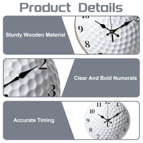 Golf Wall Clock Silent Non-Ticking 12 Inch - Golf Ball Texture Decor - Variation of THIS listing