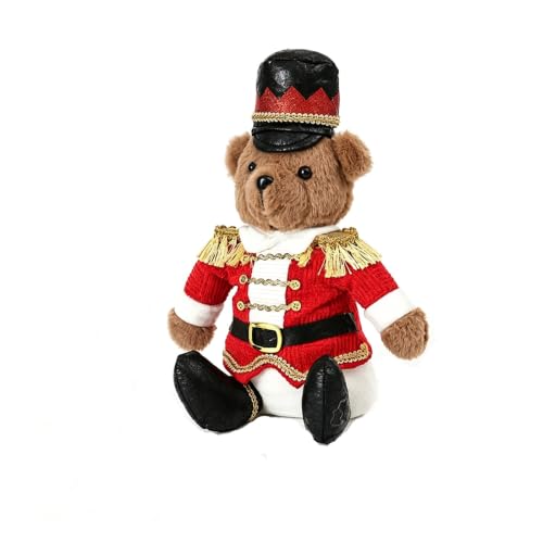 Nutcracker Style Christmas Soldier Teddy Bear Desktop Ornament - Red