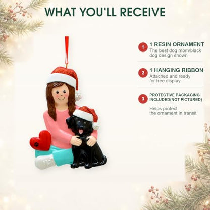 Black Girl and Dog Christmas Ornament - Personalized Dog Lover Gift