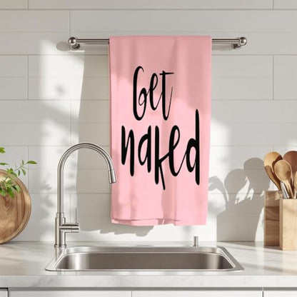 Pink Microfiber Bathroom Hand Towel 20x39 Inches - Get Naked Pattern, Quick Dry & Absorbent