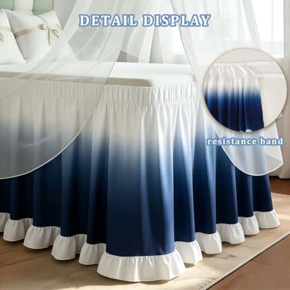 Black Twin XL Bed Skirt 25-Inch Drop Dust Ruffle for Dorm & Bedroom - Extended Size
