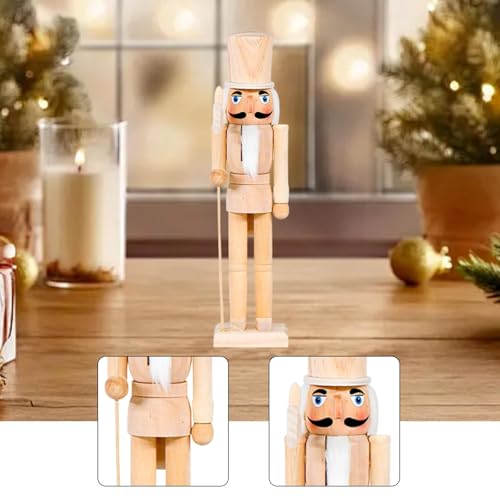 Unpainted Wooden Nutcracker Doll for DIY Christmas Decorations - 15 Inch