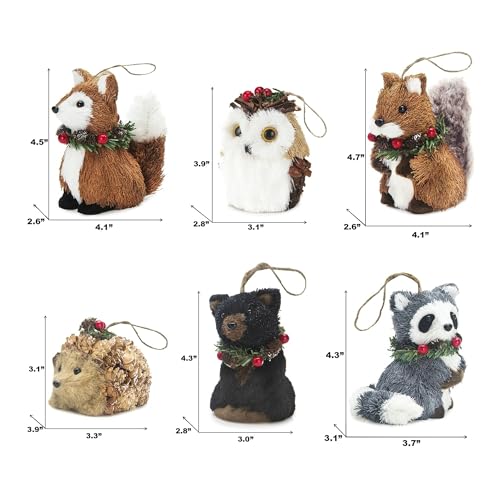 Forest Friends Ornament Set of 6 - Woodland Animal Christmas Decorations
