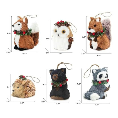 Forest Friends Ornament Set of 6 - Woodland Animal Christmas Decorations