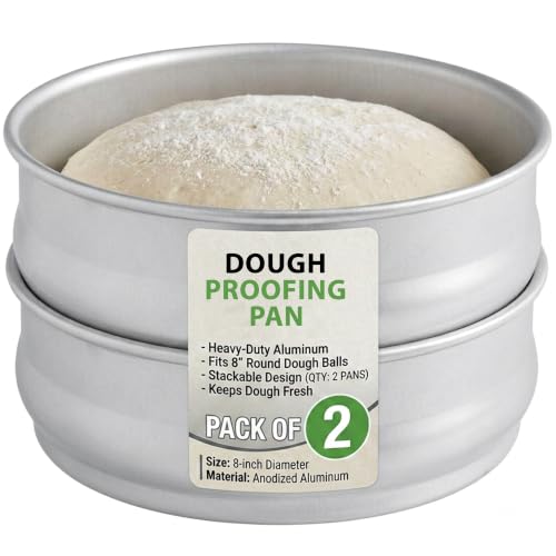 Heavy Duty Aluminum Dough Proofing Pans Set of 2 - 48 Oz Commercial Bread & Pizza Storage