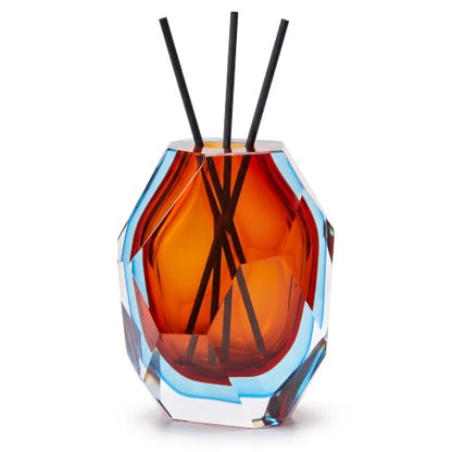 Decorative Glass Reed Diffuser Bottle - Orange Geometric Art Style