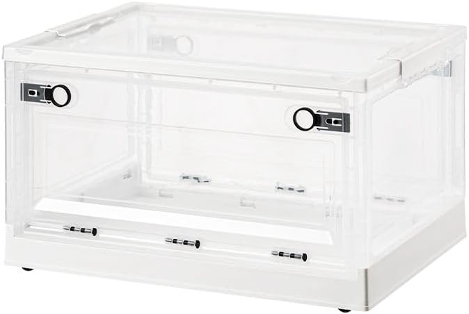 Storage Bins with Lids - 50 QT Stackable Plastic Containers with Wheels | Collapsible Organizer for Home & Office