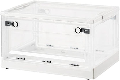 Storage Bins with Lids - 50 QT Stackable Plastic Containers with Wheels | Collapsible Organizer for Home & Office