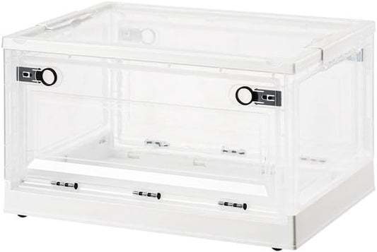 Storage Bins with Lids - 50 QT Stackable Plastic Containers with Wheels | Collapsible Organizer for Home & Office