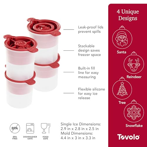 Christmas Ornament Ice Molds Set of 4 - Holiday Cocktail Ice Shapes - Red - Variation of THIS listing
