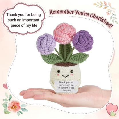 Thank You Gifts for Women - Handcrafted Crochet Rose Flower