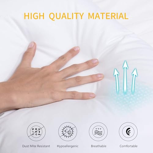 Homelike Moment Down Feather Pillows Standard - 2 Pack Feather Bed Pillows for Sleeping Standard Size Pillow Set of 2 100% Cotton Cover 20x26 Inch