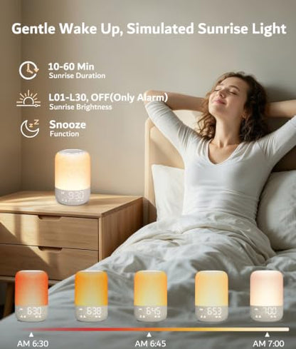 Putty Sunrise Alarm Clock with White Noise Machine & Dual Alarms