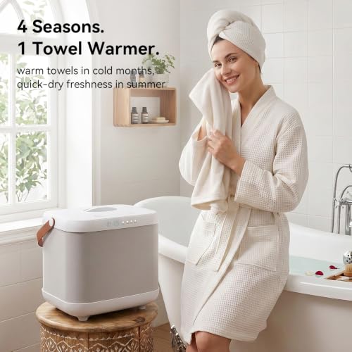 Foldable Bathroom Towel Warmer with Removable Rack & Aroma Box, 35L Capacity