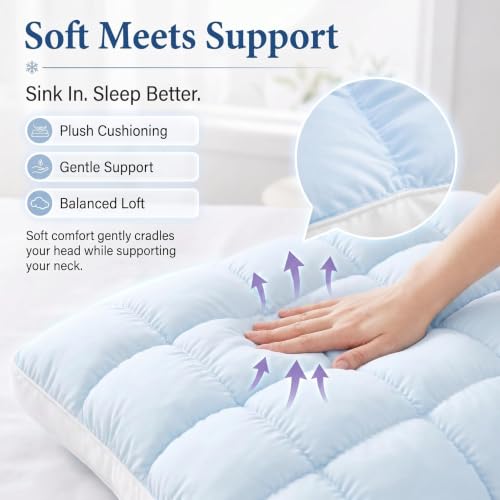 Gary Fluffy Cloud Cooling Pillow with Ice Silk Cover - Supportive Sleep Cushion