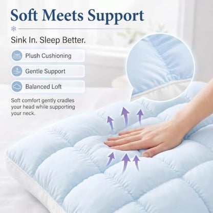 Gary Fluffy Cloud Cooling Pillow with Ice Silk Cover - Supportive Sleep Cushion