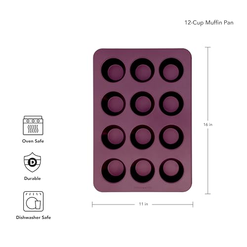 KitchenAid 12-Cup Nonstick Aluminized Steel Muffin Pan, Beetroot