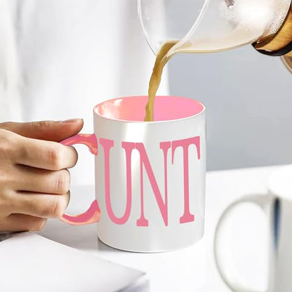 Funny Adult Mug - Pink 11oz Ceramic Coffee Cup with Rude Humor