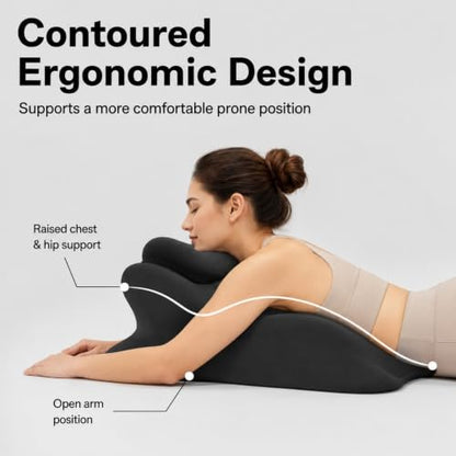 Black Wedge Pillow for Couples, Memory Foam Support for Bed & Lounge