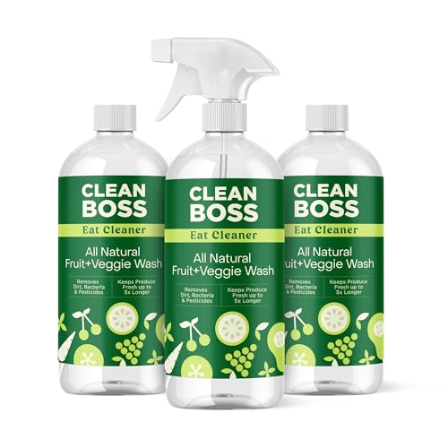 CleanBoss - Eat Cleaner, 12 oz (3 Pack) with one Trigger - Keeps Produce Fresh, Vegan, Gluten Free