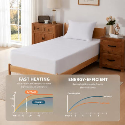 Full Size Electric Heated Mattress Pad with Fast Heating & Dual Control
