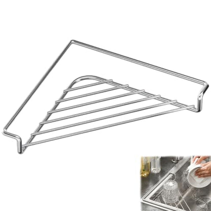 Stainless Steel Corner Sink Shelf - Triangular Open Wire Drying Rack for Kitchen & Bathroom