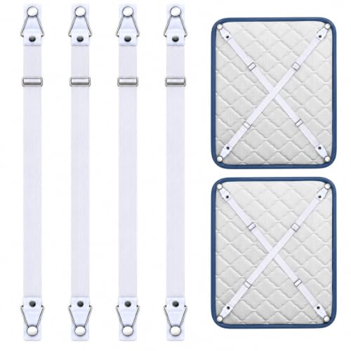 Adjustable Bed Sheet Clips Set of 4 - Secure Flat & Fitted Sheets