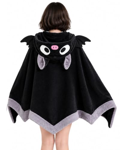 Black Wearable Bat Blanket Hoodie - Cosplay Halloween Costume & Cozy Loungewear