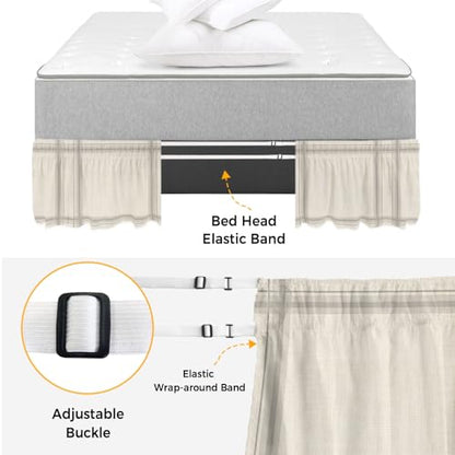 Queen Size Bed Skirt 16 Inch Drop Adjustable Elastic Wrap Gray Modern Ruffle