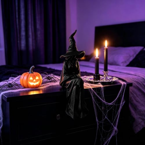 Gothic Witch Reading Decor Statue for Shelf and Mantel, Halloween Home Accent
