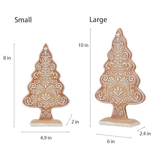 Large Gingerbread Christmas Tree Figurine - Holiday Sequin Village Decor
