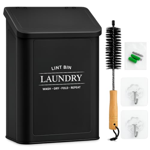 Lint Bin for Laundry Room Black - Dryer Lint Catcher with Mounting Options