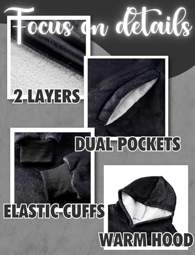 Wearable Hoodie Blanket for Adults - Papa Gifts One Size Hooded Throw