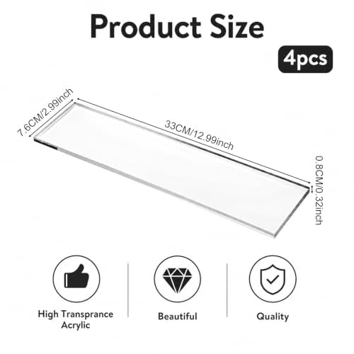 Acrylic Medicine Cabinet Shelves Set - 4 Pack Wall Storage Racks