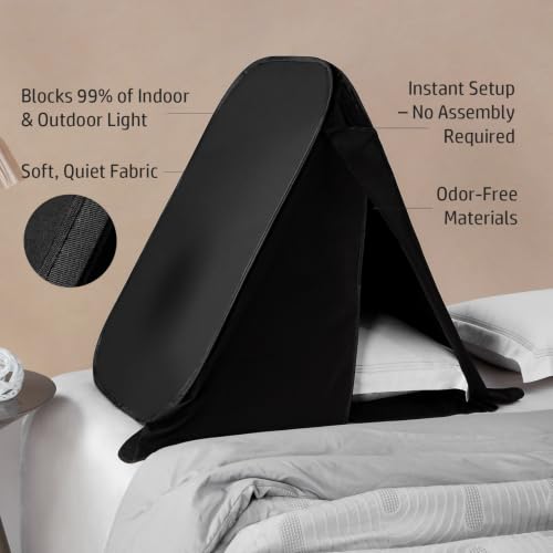 Portable Blackout Bed Tent for Sleep - Light Blocking Head Cover - Waterproof & Foldable