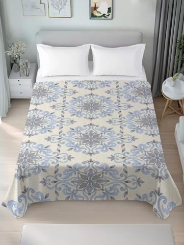 King Size Flat Sheet - Ornate Mandalas Soft Microfiber Bedding with Variations