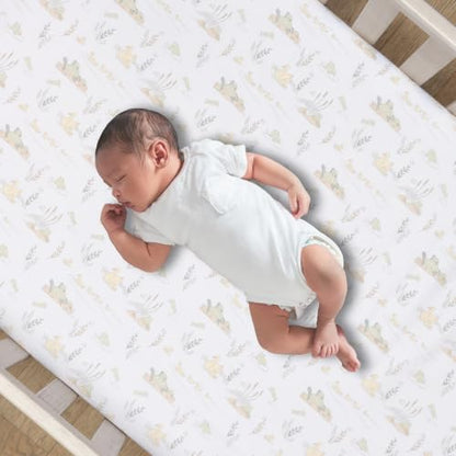 Froggy & Friends Baby Fitted Crib Sheet - 100% Cotton, Gender Neutral
