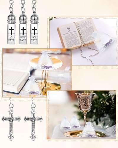 Holy Water Keychain Rosary with Crucifix and Beads - Purple Classic